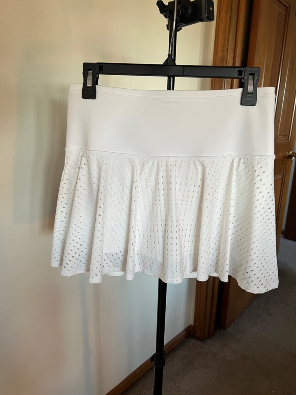 Athleta White Perforated Flare Tennis Skirt